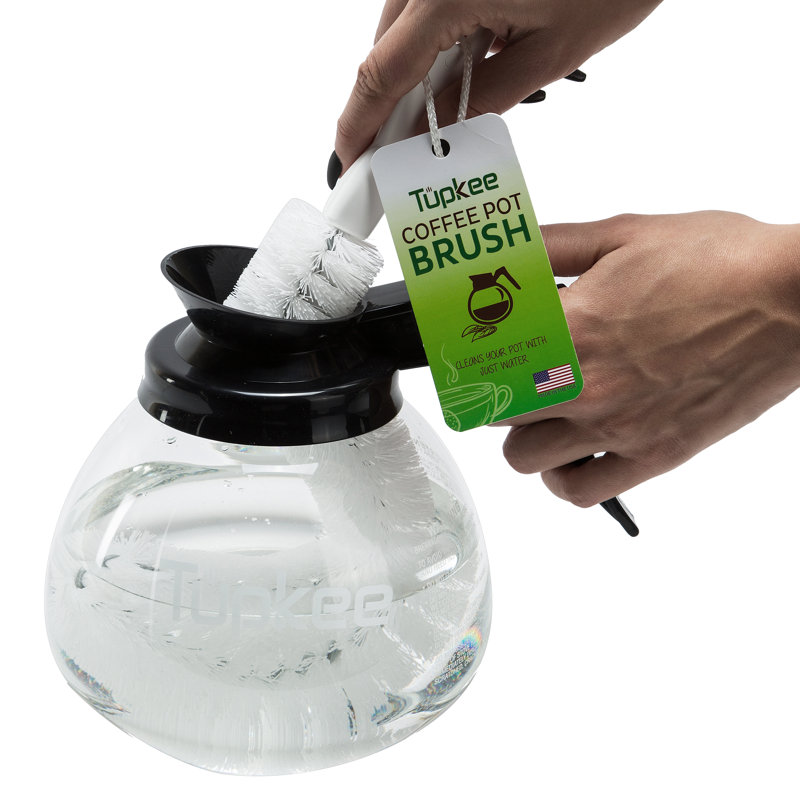 Glass 12 Cup Coffee Carafe + Coffee Pot Brush
