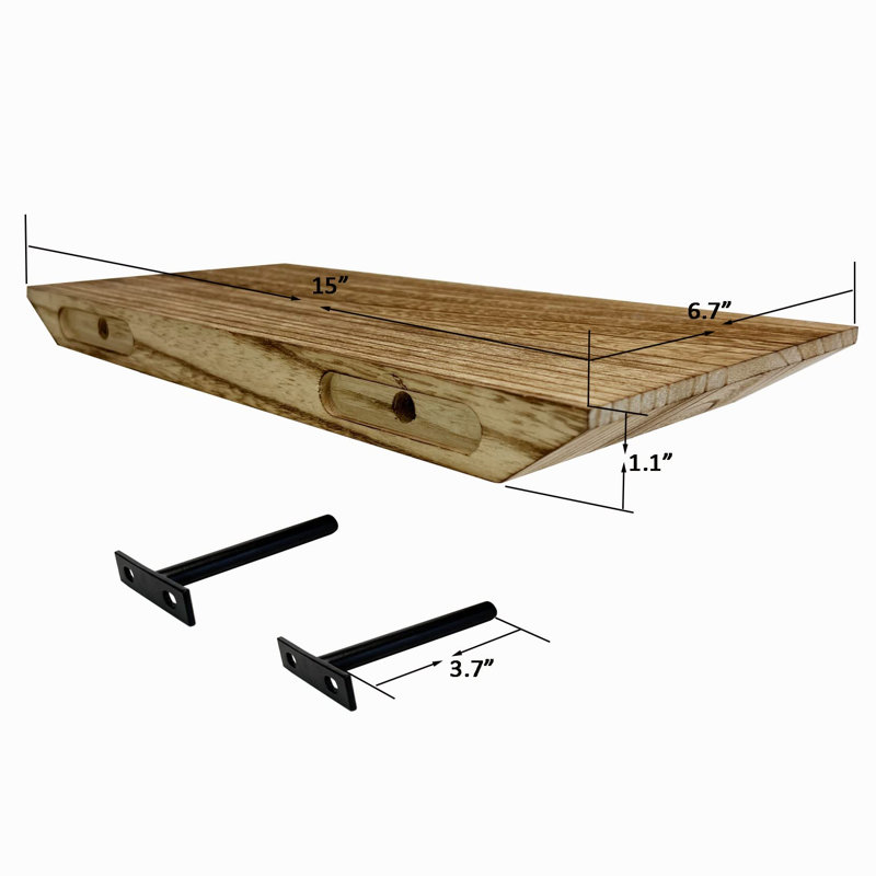 3 Piece Pine Floating Shelf, Paulownia Boards