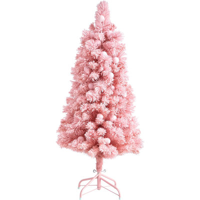 Holiday Frosted Pink Cashmere Artificial Christmas Tree with LED Lights