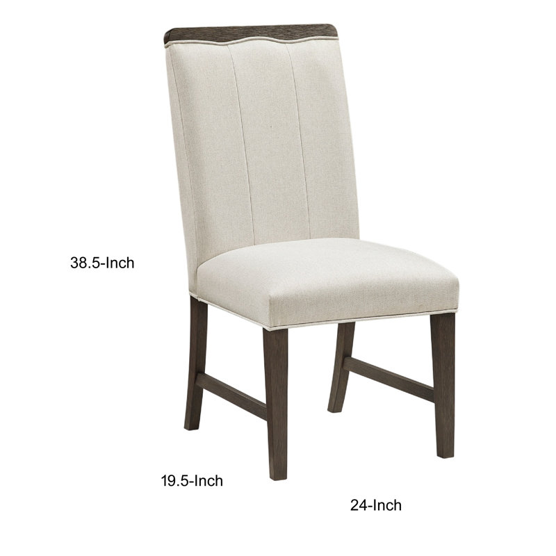 Ensemble de 2 chaises d'appoint Lecy, plateau exposé, polyester ivoire cannelé, brun