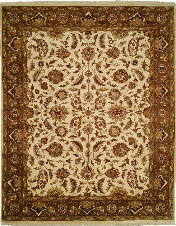Tapis brun noué à la main, Rectangle 4' x 6'