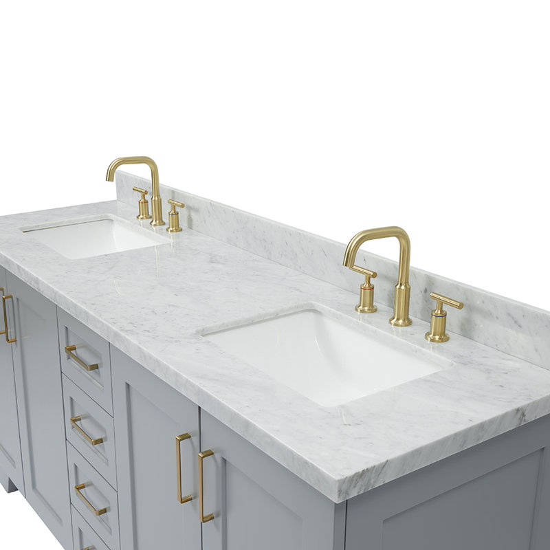 73 IN.  Single Bathroom Vanity, Rectangular, Gray, Carrara Quartz