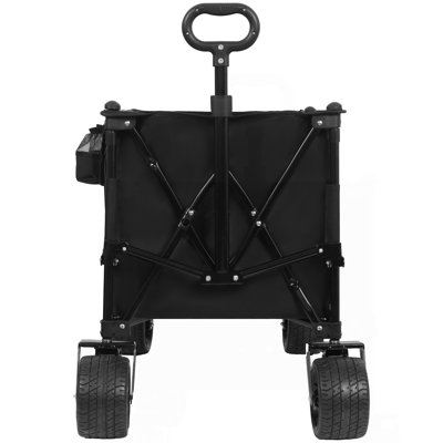 Foldable Wagon with Extended Tailgate, Extra Long Extender Wagon Cart,Beach Wagon Cart Heavy Duty 480LBS with Large All-Terrain Beach Wheels, Black- Gray