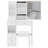 29.2" Small Size Left Drawer Desktop Vanity Table   Cushioned Stool, Large Sliding, Touch Control, Tri-Color Switching, Brightness Adjust LED Mirror, High Capacity Storage, Suitable For Small Space