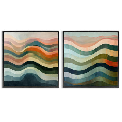 «Earth Tone Fluid Waves», ensemble de 2 giclées par Lazar Studio