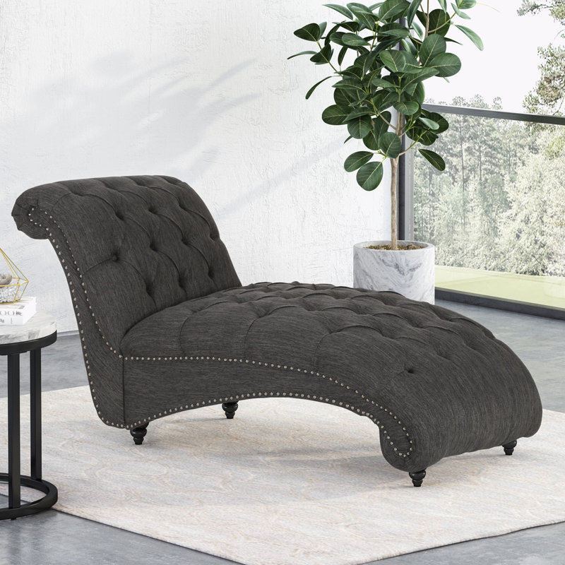 Chaise longue sans accoudoirs touffetée, Gris anthracite