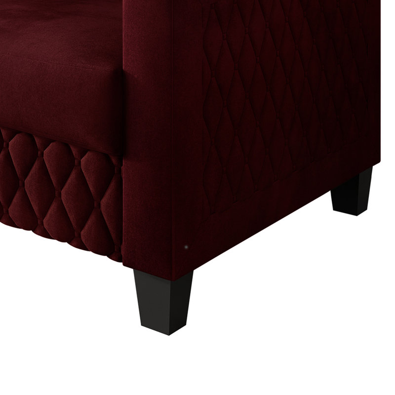Velvet Upholstered Chair, Red Polyester