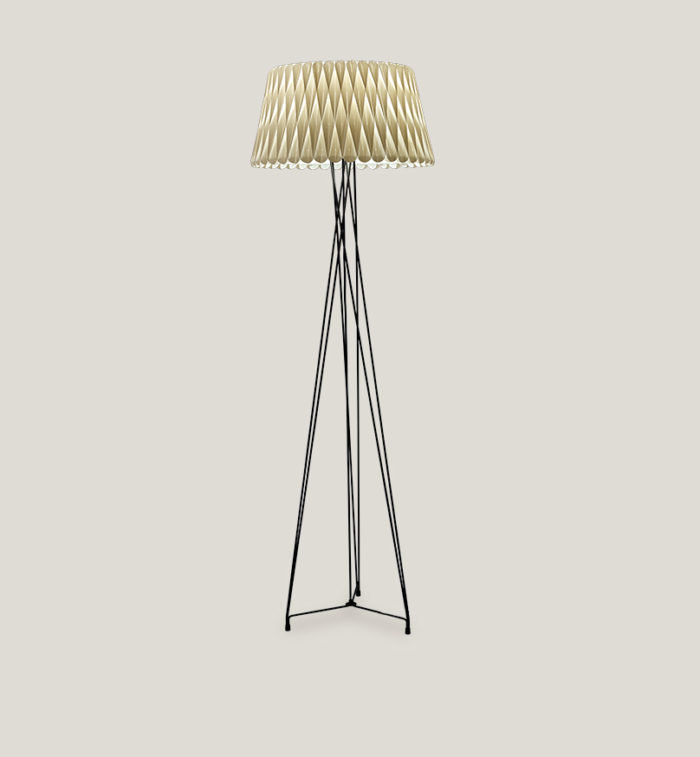 Lola Tripod Floor Lamp, Ivory White, Matte Black