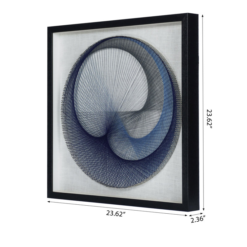 Abstract Blue String Art Shadow Box Wall Decor