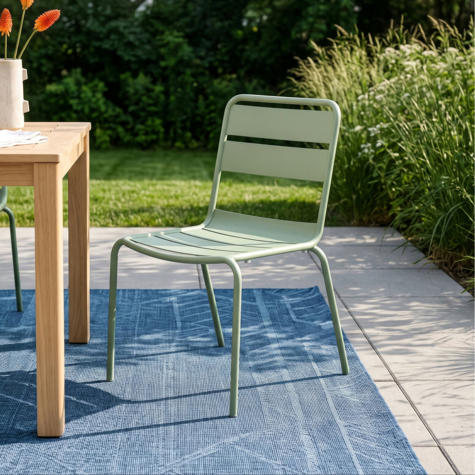 Kapri Premium All-Weather Wicker Outdoor Stacking Dining Side Chair, Sage