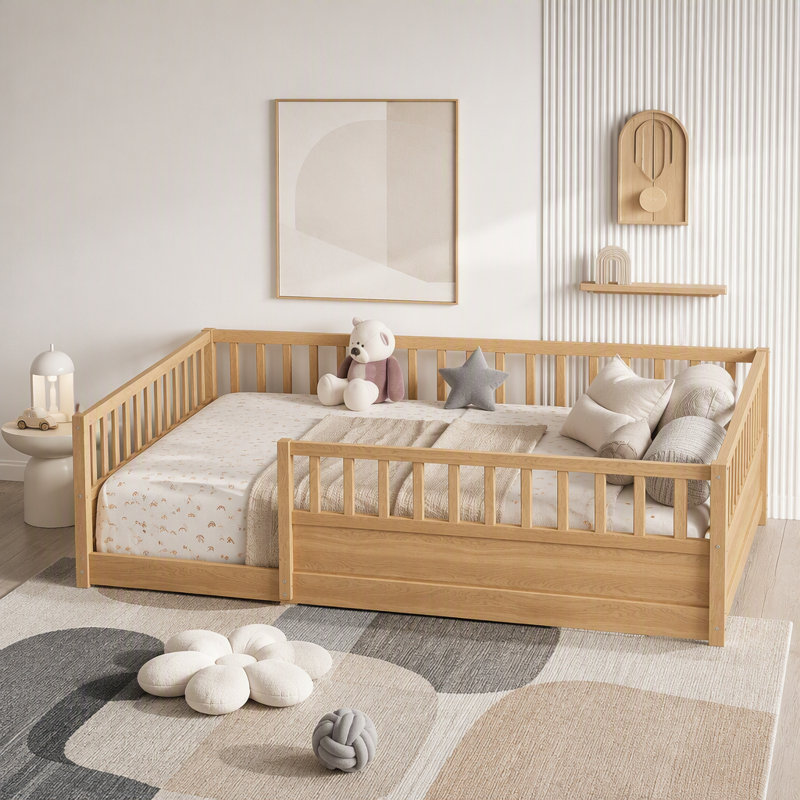 Lit en bois, Naturel, Lit double