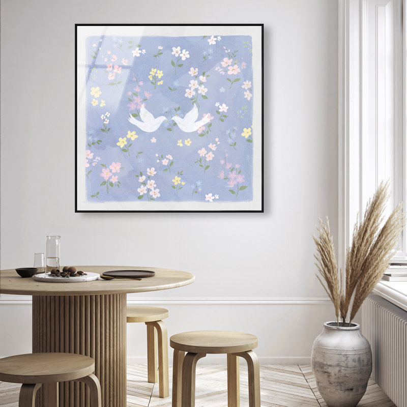 Love Doves Print by Oliver Gal, 41"H x 41"W, Black Floater Frame