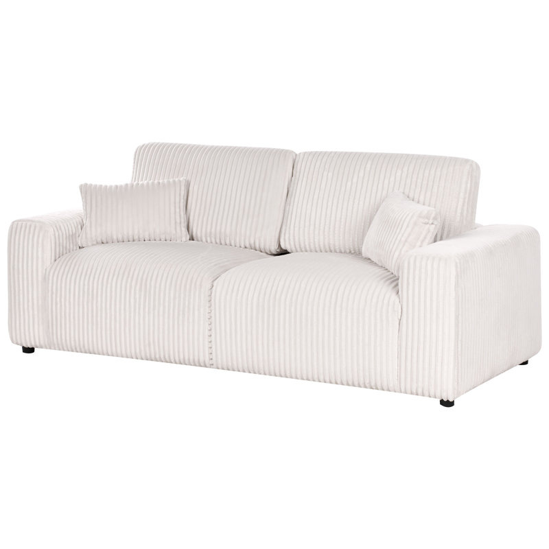 SANDORA 3 Seater Corduroy Sofa, White