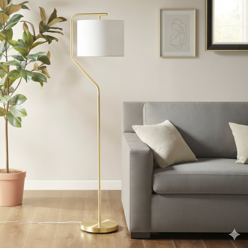 Lampe sur pied angulaire en métal