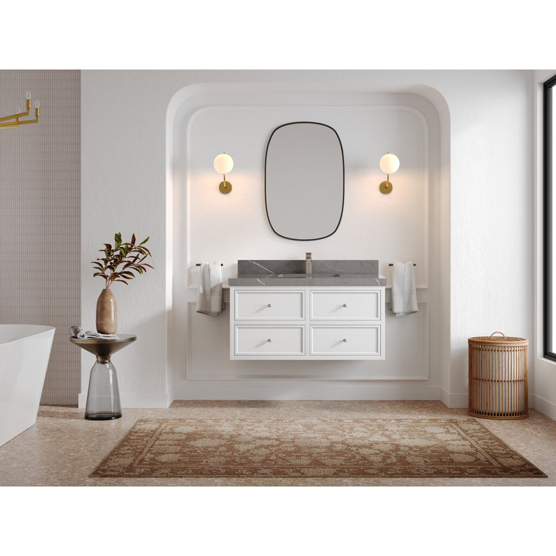 Meuble-lavabo simple 42 po avec plateau en quartz Yavonia