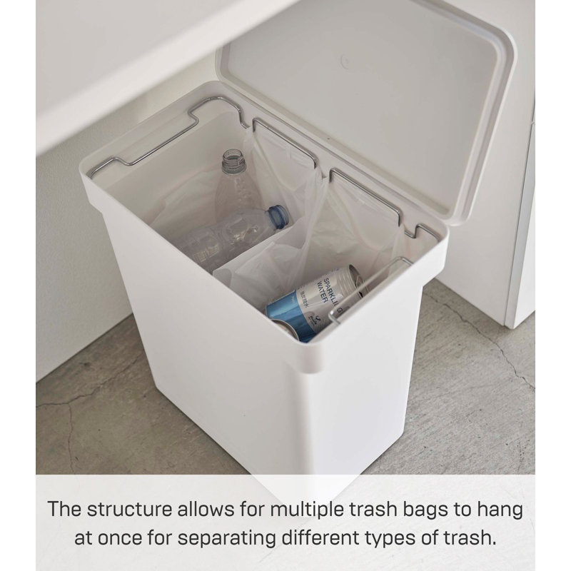 White Airtight Rolling Kitchen Trash Can with Wheels