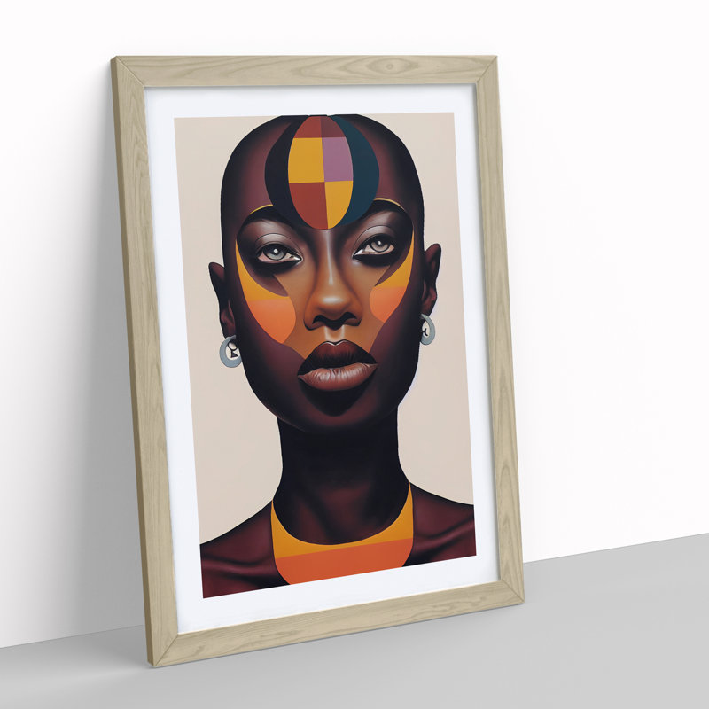Striking Woman No.1 Abstract 1 Piece Single Picture Frame Wall Art, 34cm H x 25cm W x 2cm D, Oak