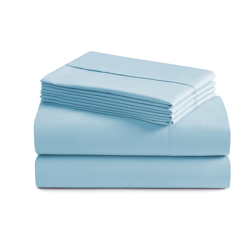 Ensemble de draps luxueux en microfibre douce avec taies d'oreiller en prime, Bleu clair