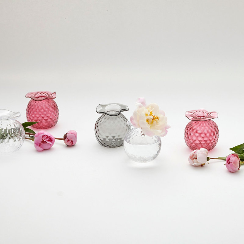 Handmade Glass Table Vase, 4.5" H x 4" W x 4" D, Clear