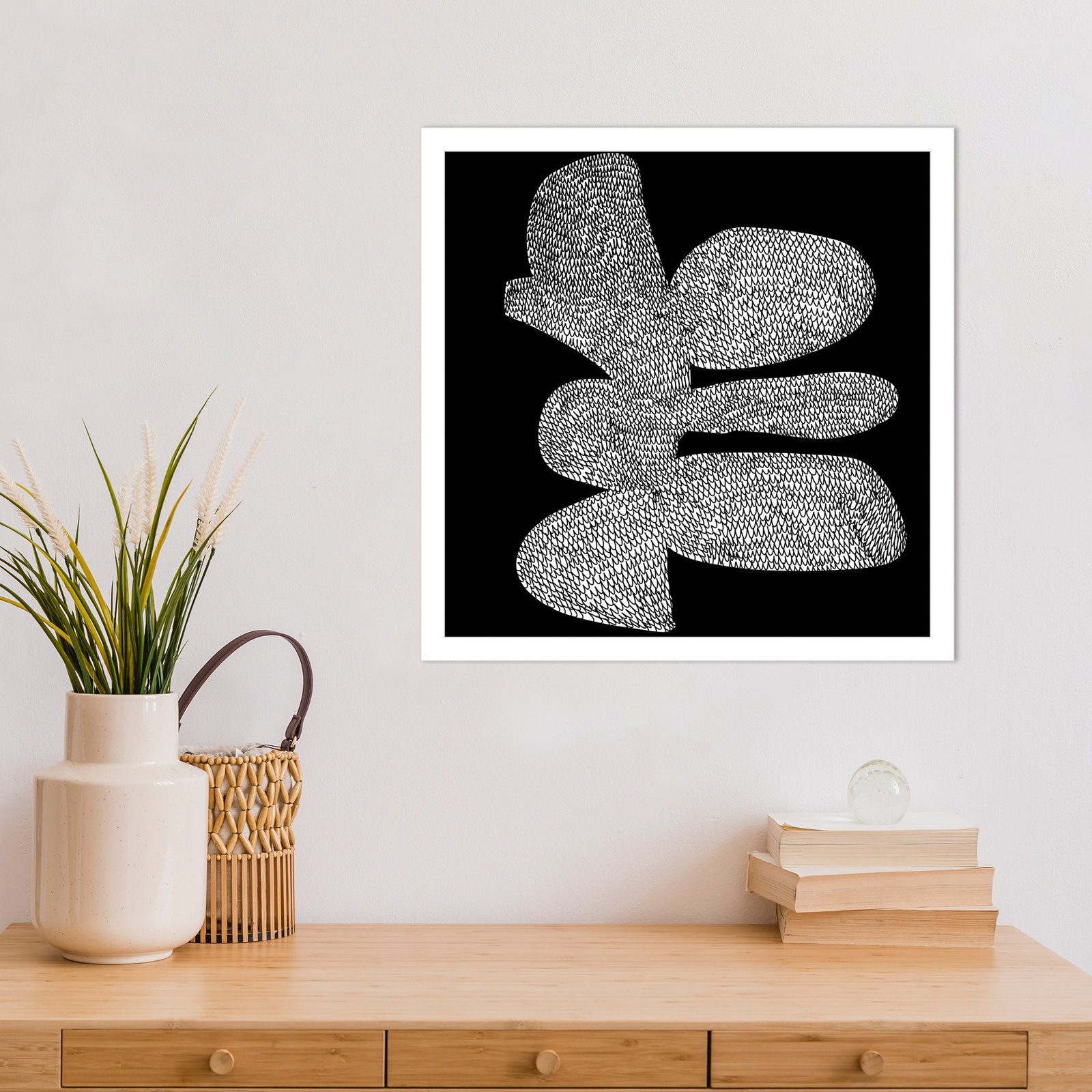 Bera "Craft" Print by Dan Hobday, White, 17" H x 17" W