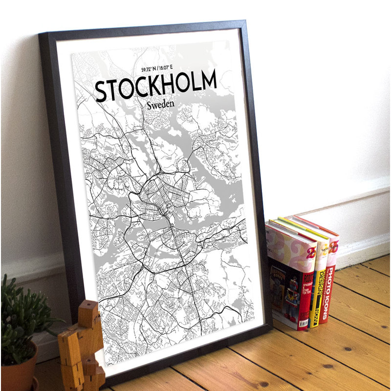 Stockholm City Map - No Frame Print, 43.2cm H x 27.9cm W x 0.13cm D
