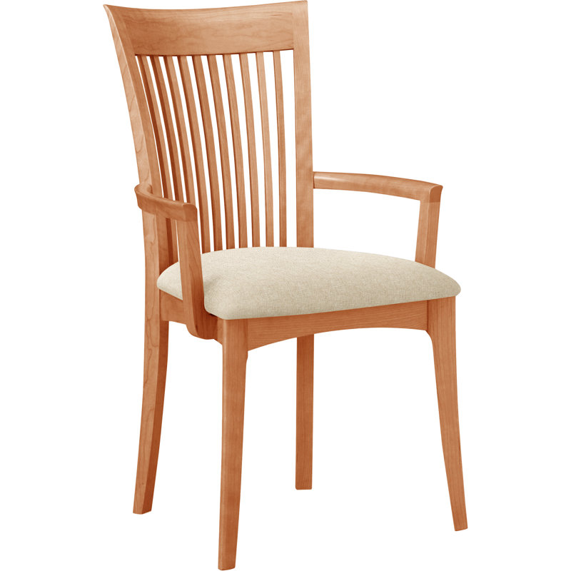 Sarah 19.25'' H Upholstered Armchair, Natural Cherry, Hemp Fabric