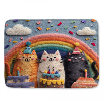 Tapis de bain Chats avec gâteaux d'anniversaire