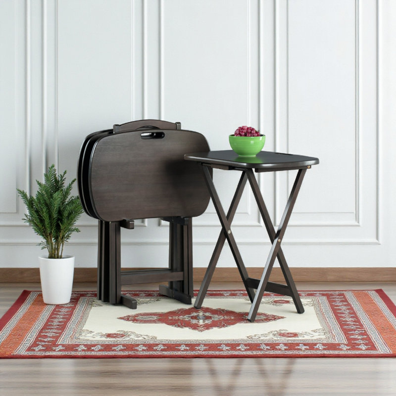 Ensemble de tables à collation en bois massif 5 pièces Griffin, fini gris foncé, L 22,64 po x P 15,48 po, Gris foncé