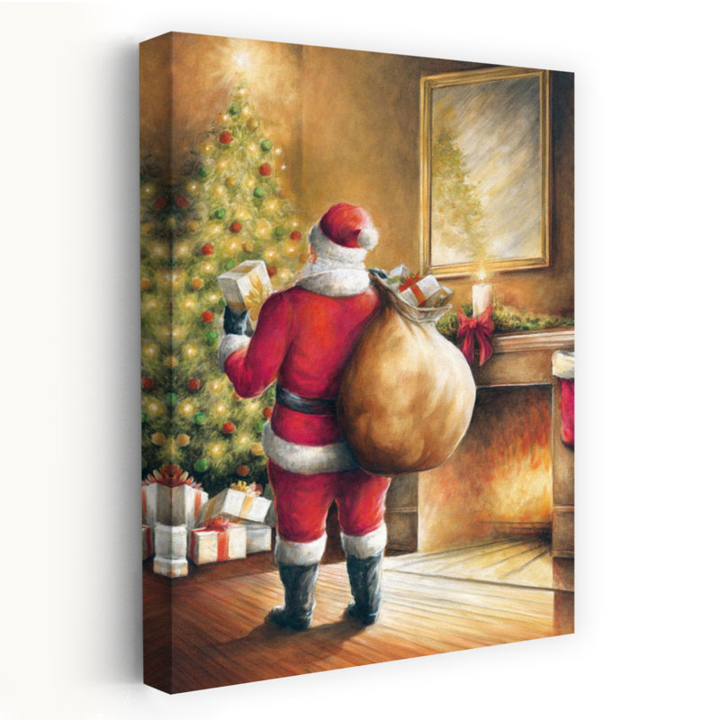 Père Noël, rêves d'art abstrait de Noël contemporain, H 48 po x l 32 po