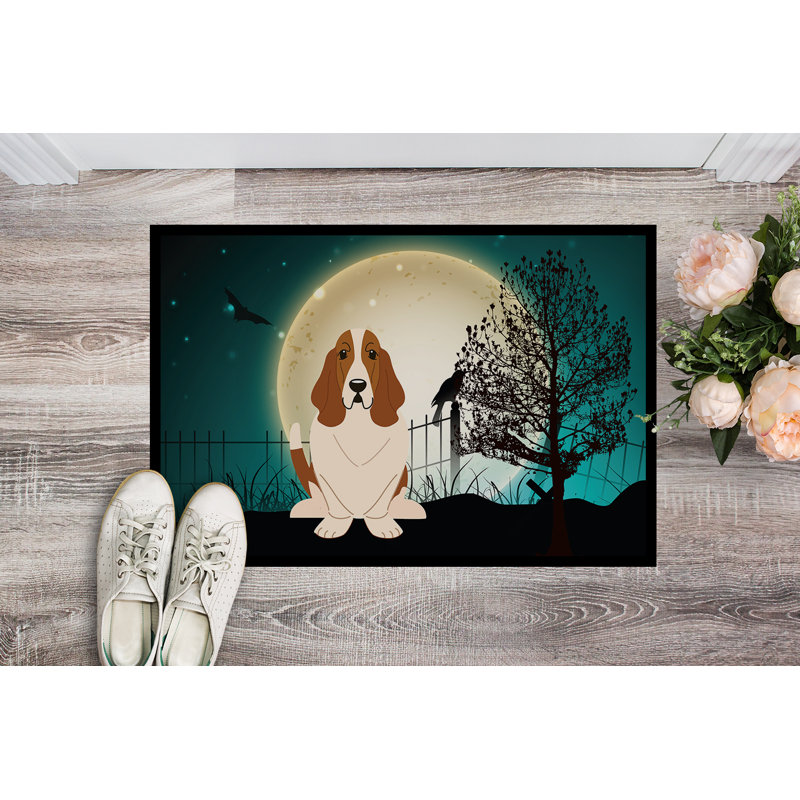 Tapis d'extérieur Ermond Halloween Scary Basset Hound, Rectangle 1 pi 6 po x 2 pi 3 po