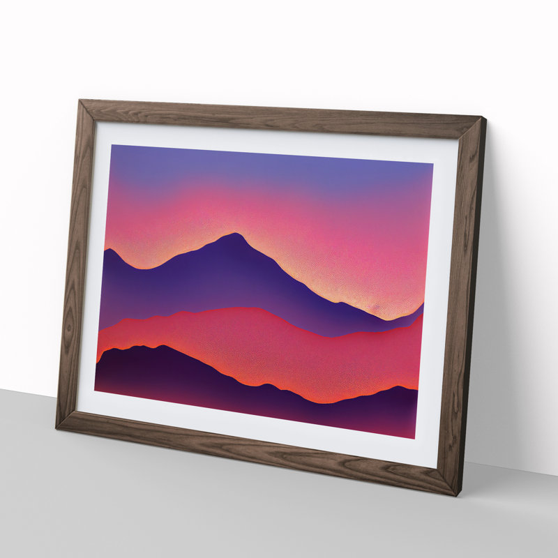Ethereal Abstract Mountains - Single Picture Frame Print, 46cm H x 64cm W x 2cm D, Walnut