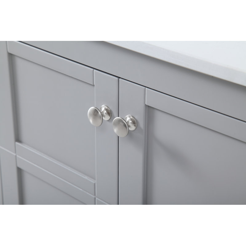 Krish 72'' Double Bathroom Vanity with Engineered Marble Top, Grey