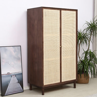 Armoire tressée en bois massif de rotin nordique