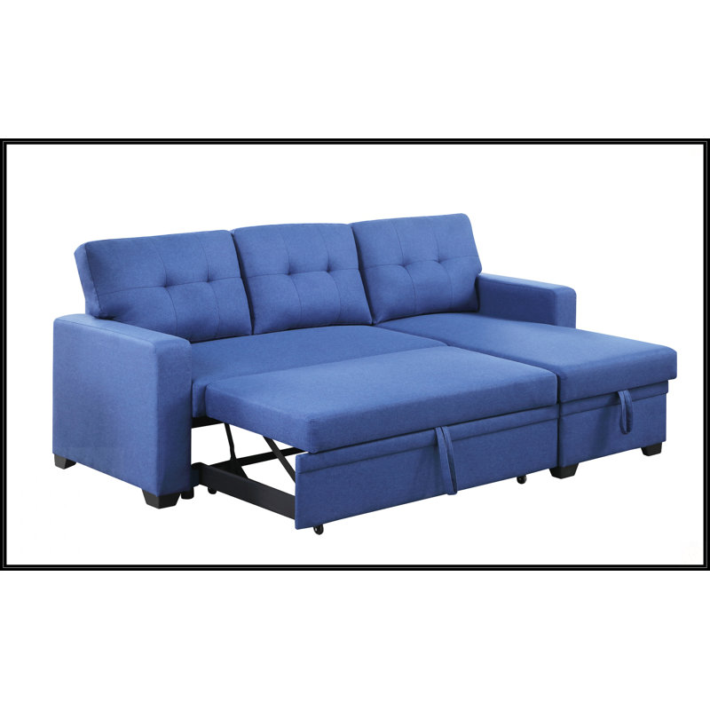 Upholstered Pull Out Sectional Sofa With Chaise