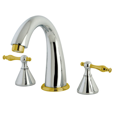 Naples Double Handle Deck Mounted Roman Tub Faucet, Polished Chrome /Polished Brass