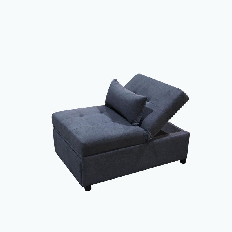 Pouf en velours 70,90 po de largeur, Tissu gris foncé
