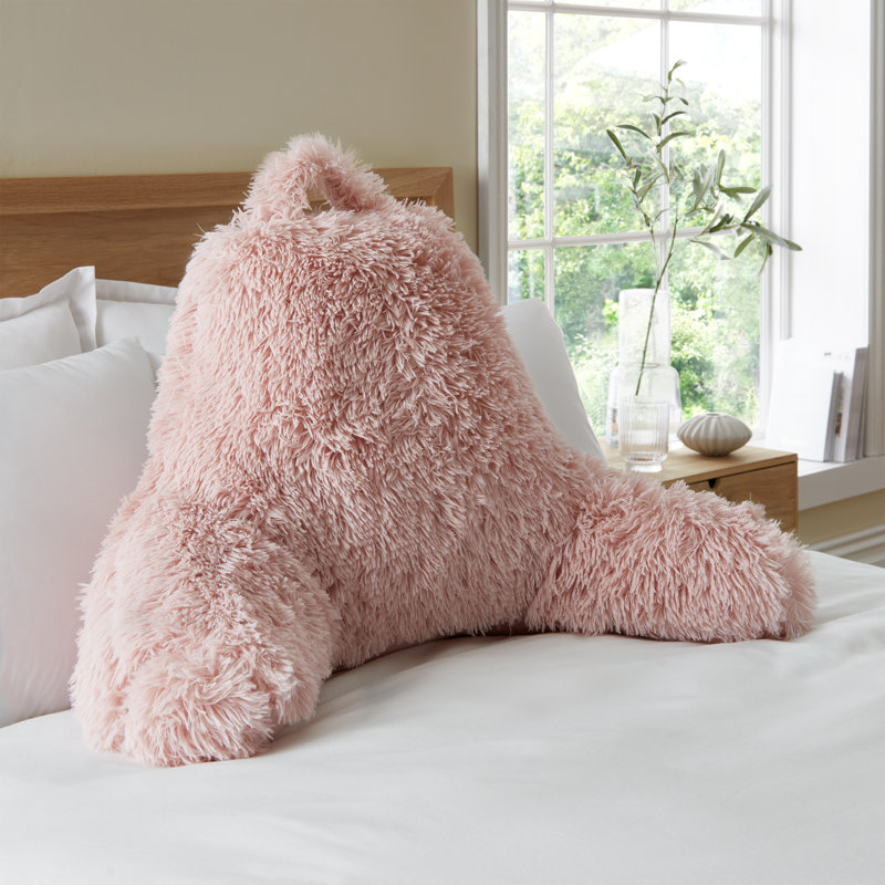 Cuddly Deep Pile Faux Fur High Back Cuddle Cushion Back Rest, Pink