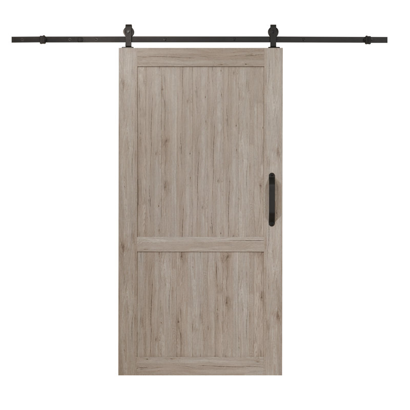 Porte de grange Millbrooke à panneaux en PVC / vinyle avec quincaillerie d'installation, 42" x 84", Driftwood