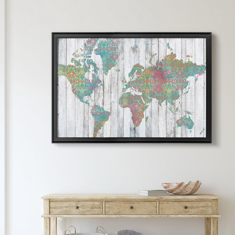 " Boho Map II ", Black, 22.5" H x 30.5" W x 1.5" D