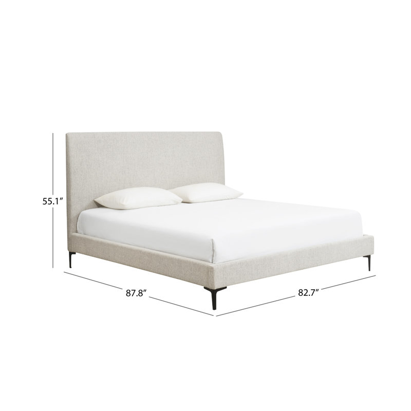 Jadan Upholstered Platform Bed, King, Cream