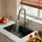 Pull-Down Kitchen Faucet With Side Sprayer & Built-In Cleaning Brush, 3 Spray Modes High-Arc Sink Faucet-122794888