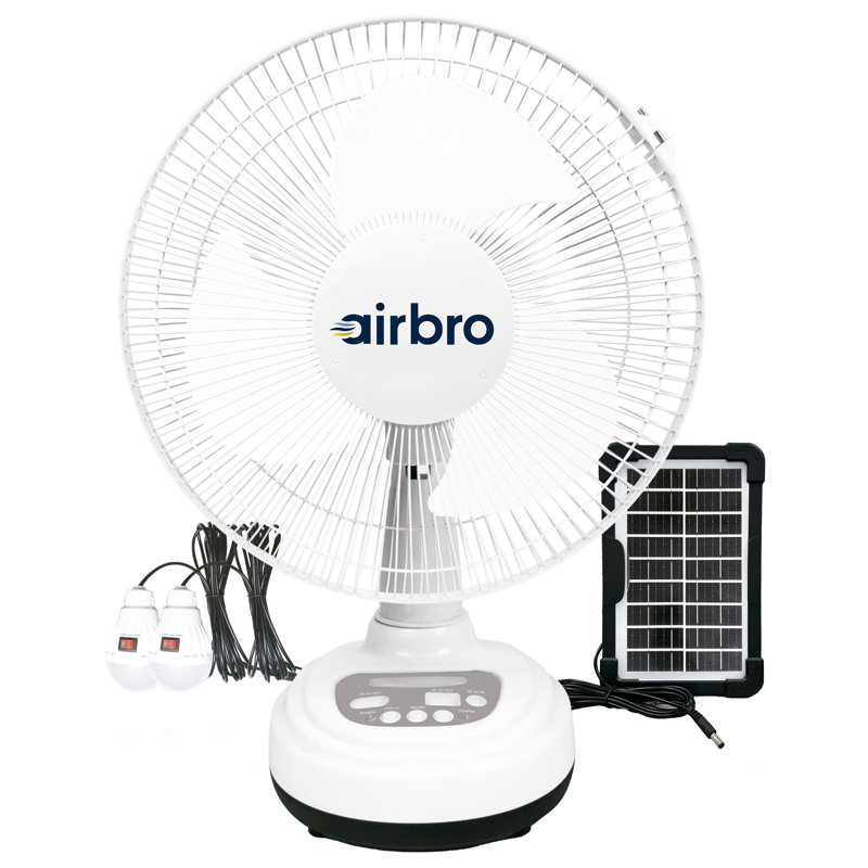 Airbro 12" Rechargeable Ac/dc Fan With Solar Charging
