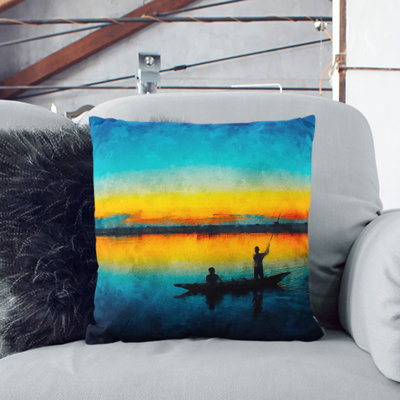 Boat Under the Sunset Vol.1 Painting Scatter Cushion with Filling