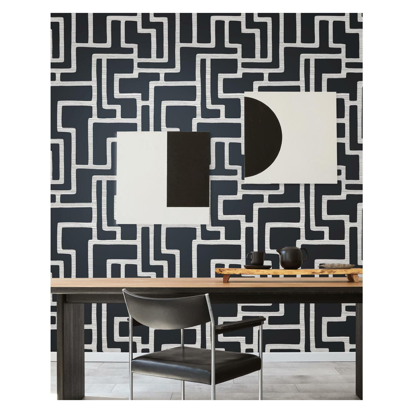 Willem Geometric Wallpaper, Black/White