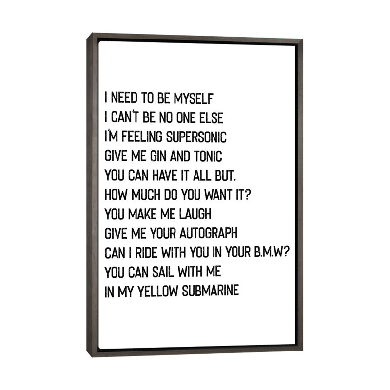 Supersonique-impression d’art textuel, Pas de tapis, H 48 po x l 32 po x P 1,5 po, Toile avec cadre gris