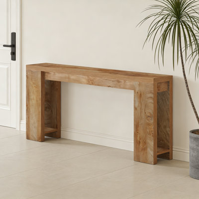 Console naturelle naturelle avec base en bois manufacturé pour vestibules polyvalents