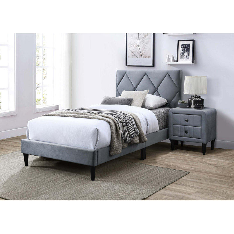 Lit avec tête de lit réglable en velours 1pc, Double