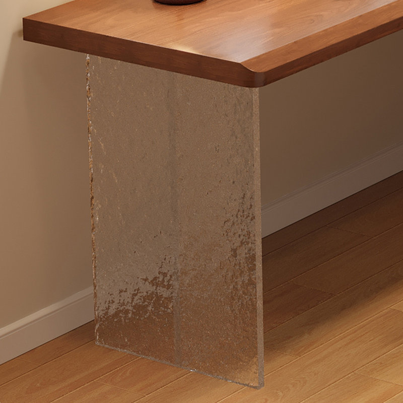 Bureau noyer + bois massif en forme de L noir + fer + bureau en acrylique, H 61,02 po x l 62,99 po x P 47,24 po