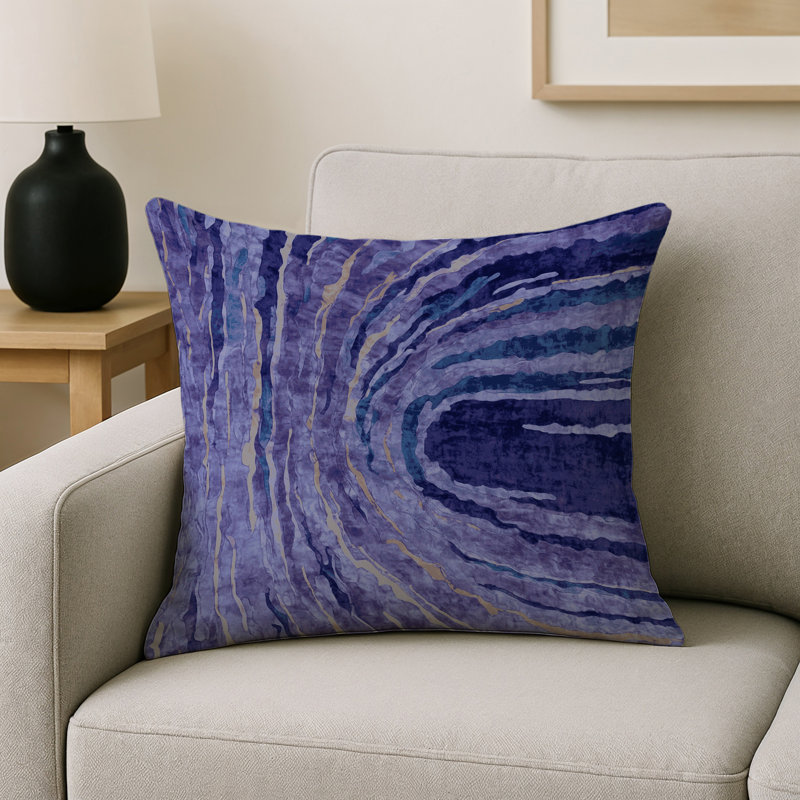 Coussin décoratif intérieur et extérieur Modern, Mauve abstrait 54, Carré 16 po