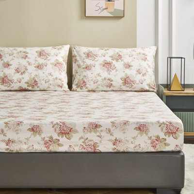 Drap-housse floral 100% coton